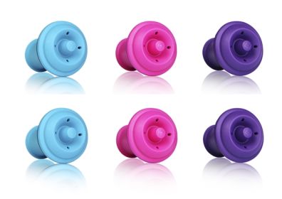Wine Stoppers Blister 2 Each: Pink, Purple, and Blue - J Hook of 6