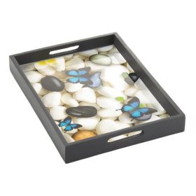 Accent Plus Wood Frame Butterfly Serving Tray
