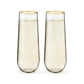 Gilded Stemless Champagne Flute Set by Twine