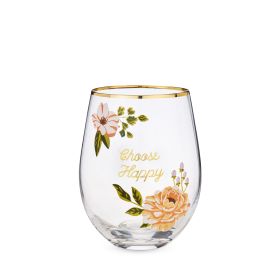 Choose Happy Stemless Wine Glass by Twine Living®