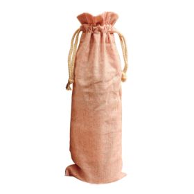 3Pcs Pink Burlap Wine Bags with Drawstring Wine Bottle Gift Bags for Festival Wedding Dinner Party