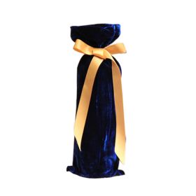 2Pcs Velvet Wine Bottle Covers Elegant Blue Wine Bags Casing for Wedding Blind Tasting Party Dining Party