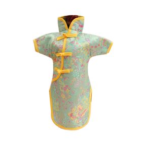 Chinese Style Cheongsam Dress Wine Bottle Covers Dining Table Decorative Wine Bags Casing - Light Blue