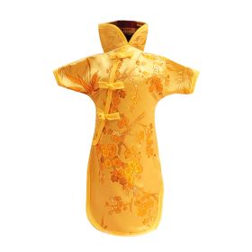 Chinese Style Cheongsam Dress Wine Bottle Covers Dining Table Decorative Wine Bags Casing - Yellow
