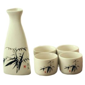 5 Piece Japanese Wine Set Sake Cup Handmade Ceramic Wine Cup Home Decor, Lotus
