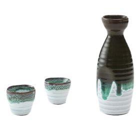 3 Pcs Japanese Style Ceramic Wine Bottle Wine Glass Household Wine Sake Cups