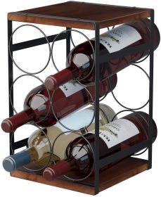 Mecor 6-Bottle Countertop Wine Rack, 3-Tier Tabletop Wood & Metal Wine Holder, Classic Design, Perfect for Home Decor, Bar, Wine Cellar, Basement, Cab