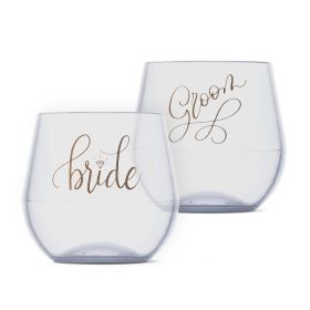 Bride and Groom Silicone Wine Cups by Silipint (14 oz. Wine Glasses) - Set of Two