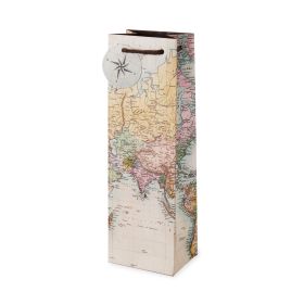 Vintage World Map Single Bottle Wine Bag by Cakewalk™