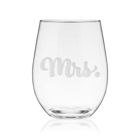 Mrs. Script Stemless Wine Glass