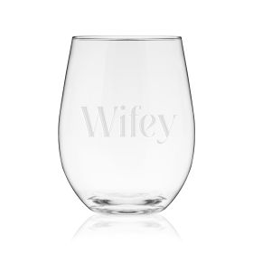 Wifey Serif Stemless Wine Glass