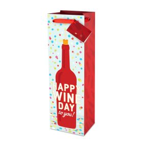 Happy Wine Day Single-Bottle Wine Bag by Cakewalk™