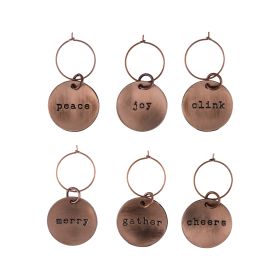 Brushed Copper Holiday Wine Charms by Twine®