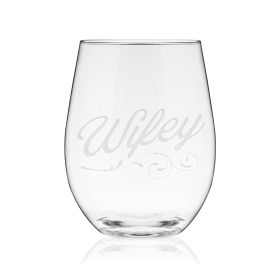 Wifey Script Stemless Wine Glass