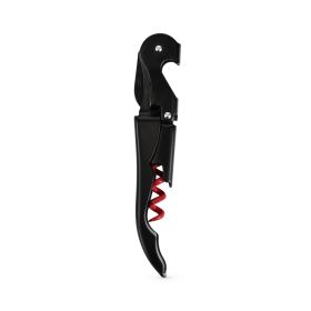 Truetap™: Double-Hinged Corkscrew in Matte Black with Red Wo