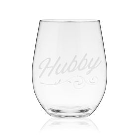 Hubby Script Stemless Wine Glass