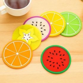 1pc Fruit Shape Cup Coaster Silicone Cup Pad Slip Insulation Pad Cup Mat Hot Drink Holder Mug Stand Home Kitchen Accessories (Color: green)