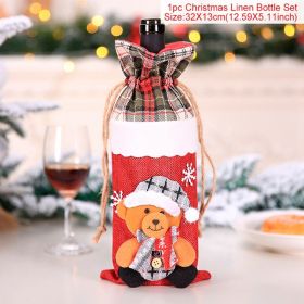 FengRise Christmas Decorations for Home Santa Claus Wine Bottle Cover Snowman Stocking Gift Holders Xmas Navidad Decor New Year (Color: Bear 1, Ships From: China)