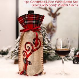 FengRise Christmas Decorations for Home Santa Claus Wine Bottle Cover Snowman Stocking Gift Holders Xmas Navidad Decor New Year (Color: Linen, Ships From: China)