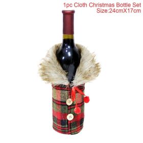 FengRise Christmas Decorations for Home Santa Claus Wine Bottle Cover Snowman Stocking Gift Holders Xmas Navidad Decor New Year (Color: Plaid wine cover, Ships From: China)