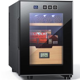 Intelligent Control Temperature Cedar Wood Low Noise Cigar Wine Refrigerator (Color: Black, Type: 16 L)