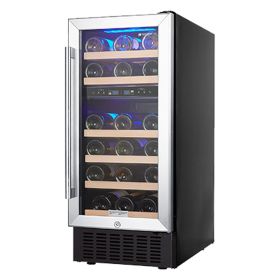 15 Inch Wine Cooler Refrigerators 28 Bottle Fast Cooling Low Noise Wine Fridge with Professional Compressor Stainless Steel, Digital Temperature Contr (size: 15 inch)