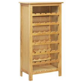Wine Cabinet 22"x12.6"x43.3" Solid Oak Wood (Color: Brown)