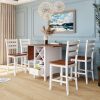 Farmhouse Wood Counter Height 5-Piece Dining Table Set with Drop Leaf;  Kitchen Set with Wine Rack and Drawers for Small Places
