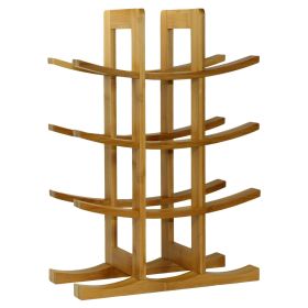 Elegant Modern Asian Style 12-Bottle Wine Rack  In Natural Bamboo (Color: Wood, Type: Wine rack)